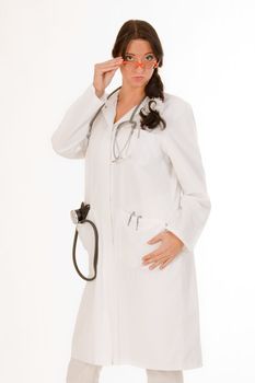 Doctor with stethoscope in white and sexy look