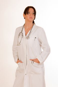 Doctor with stethoscope in white and sexy look