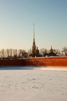 The Peter and Paul Fortress in St. Petersburg Russia, winter