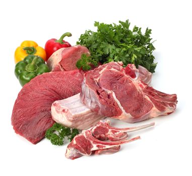 raw meat with vegetables