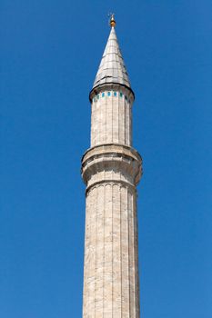 Istanbul - one of minarets Hagia Sophia. Turkey