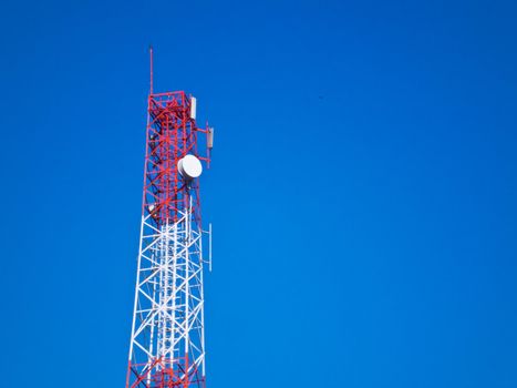 This is Mast or monopole  on blue sky background