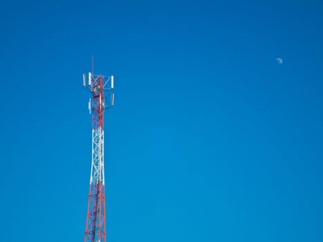 This is Mast or monopole  on blue sky background