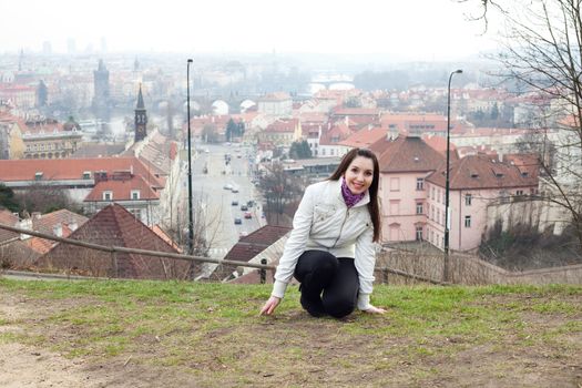 portrait of a beautiful young woman in Prague