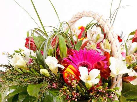 beautiful flowers in the basket 