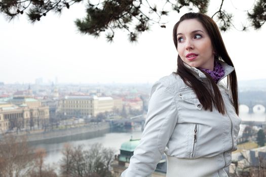 portrait of a beautiful young woman in Prague