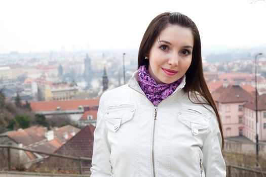 portrait of a beautiful young woman in Prague