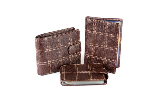 Leather male accessories on a white