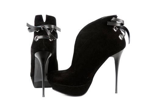 black female shoes on a white background
