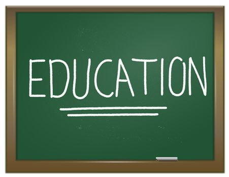 Illustration depicting a green chalk board with the word 'education' written on it in white chalk.