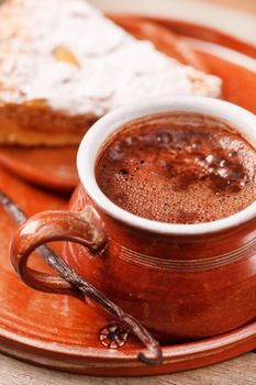 almond cake with hot chocolate
