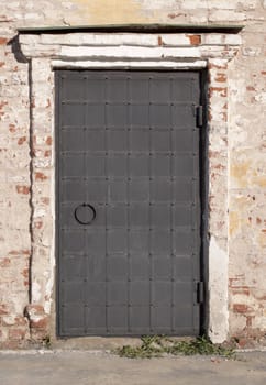 Metal door of old Orthodox church in Uglich, Russia