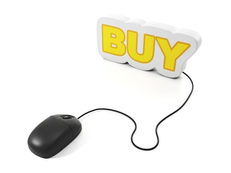 3d illustration of computer technologies. Buying over the Internet, a computer mouse