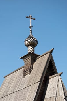 Top of wooden church of the Resurrection of Christ on the Levitan's Mount. Ples, Russia