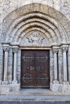 Detail of  Portal of the Gothic Church Traunstein, Germany