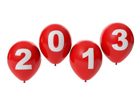 3d illustration: Holiday new year. Balloons with the words 2013