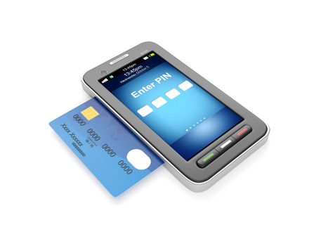 3d illustration: Credit card and mobile phone