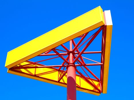 Empty yellow billboard on blue sky background 