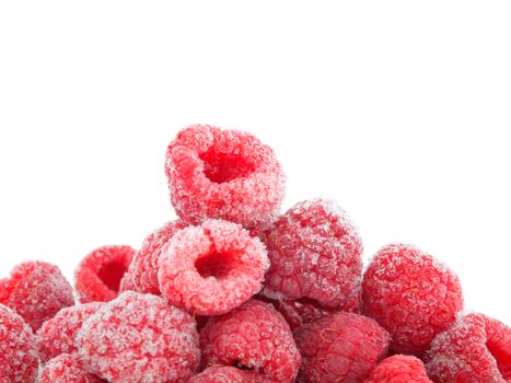 Closeup shot of frozen raspberries