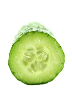 Fresh Cucumber and slices white background.