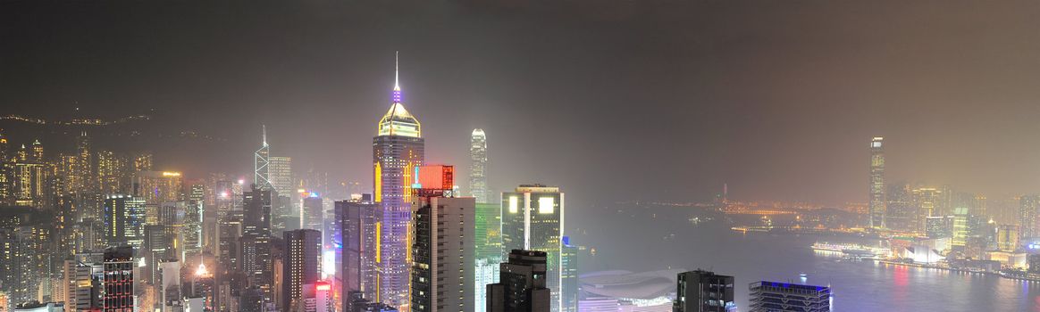 Hong Kong panorama at night. 