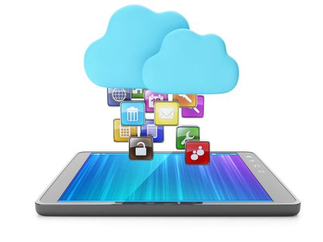 Cloud technology, modern technology. Skachaka applications on your Tablet PC