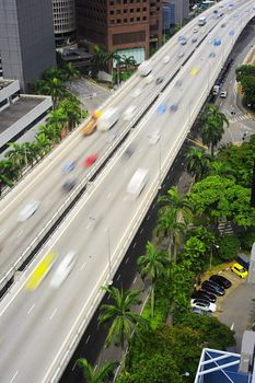 Blured motion on highway in Singapore. Long exposure