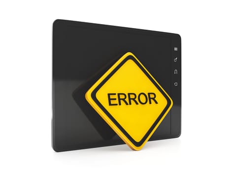 Tablet with a sign error. Software error