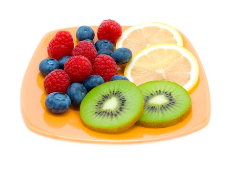 fruit on plate, isolated background