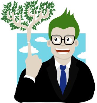 Businessman show the Green industry concept