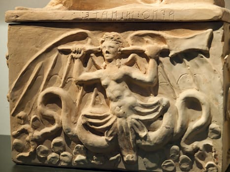 Ancient etruscan art. Sarcophagus of Chiusi, Tuscany. 