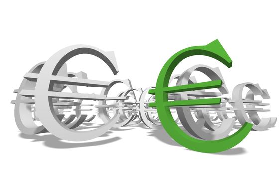 Qurency sign in group on white background