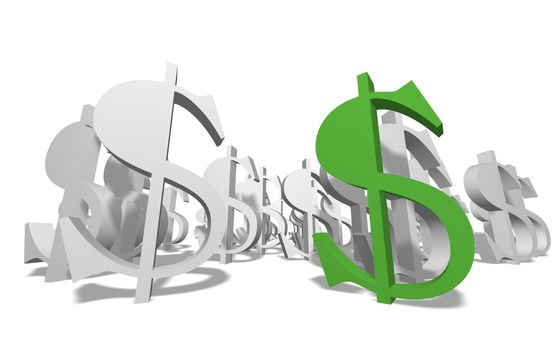 Qurency sign in group on white background
