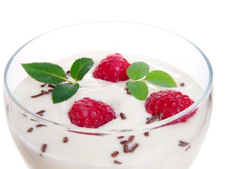 raspberries with yogurt.