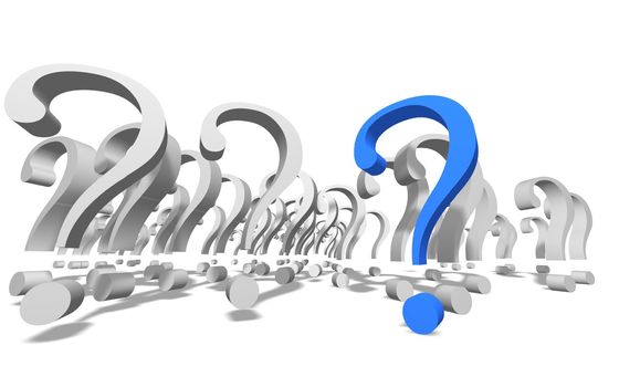 Question mark sign in group on white background