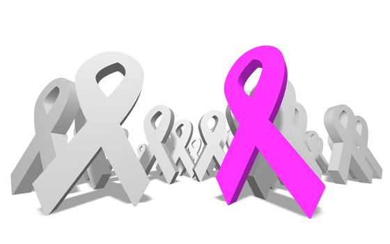 Ribbon sign in group on white background