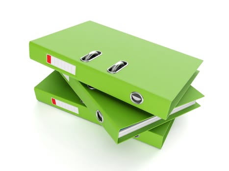 3d illustration: A group of green folders. Storage of information, accounting