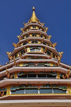 This is a Chinese temple on bluesky background