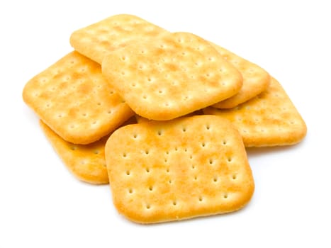 Stack of crackers isolated on a white background 