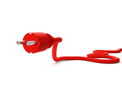 3d illustration: Red power outlet on a white background