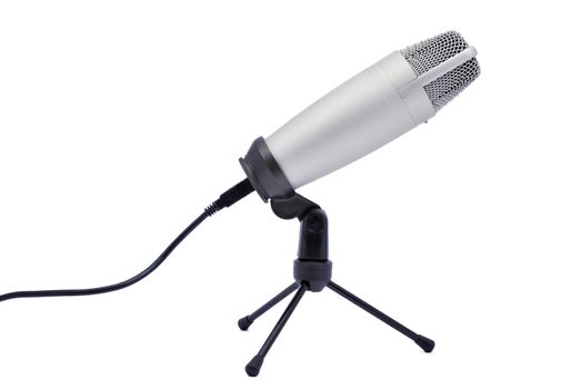 a professional microphone on a white background