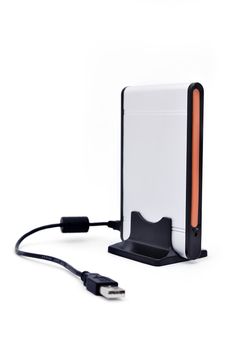 portable hard drive on a stand