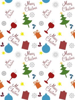 Illustration of seamless Christmas objects and text