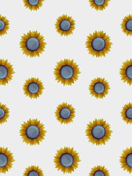 Illustration of sunflowers making a seamless background