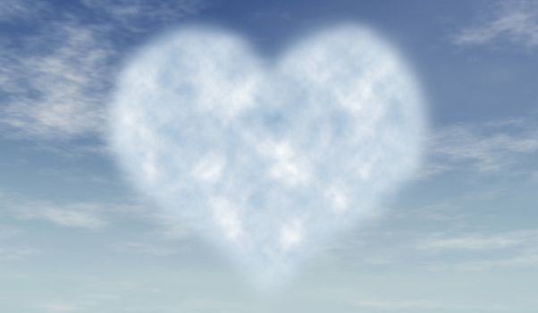 heart like cloud in blue azure sky