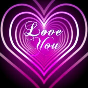 shining pink hearts with text love you
