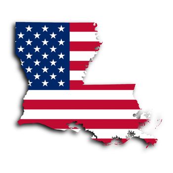 Map of Louisiana, filled with the national flag