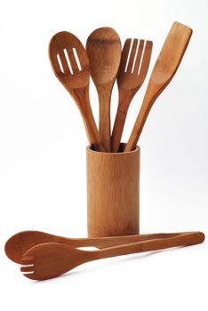set of kitchen spatula on white background