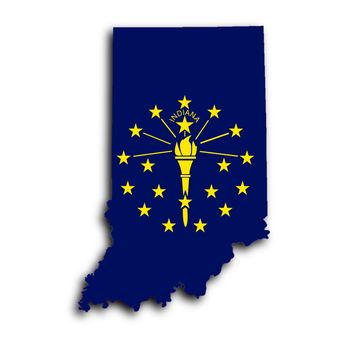 Map of Indiana, filled with the state flag