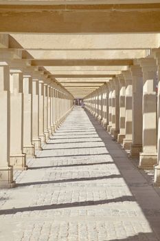 Concept shot taken on the public pathway leading upto the Shree Dwarakadheesh Krishna Temple a religious place and pilgrimage for hindus. The vertical abstract was taken at Dwarka, Gujarat, India